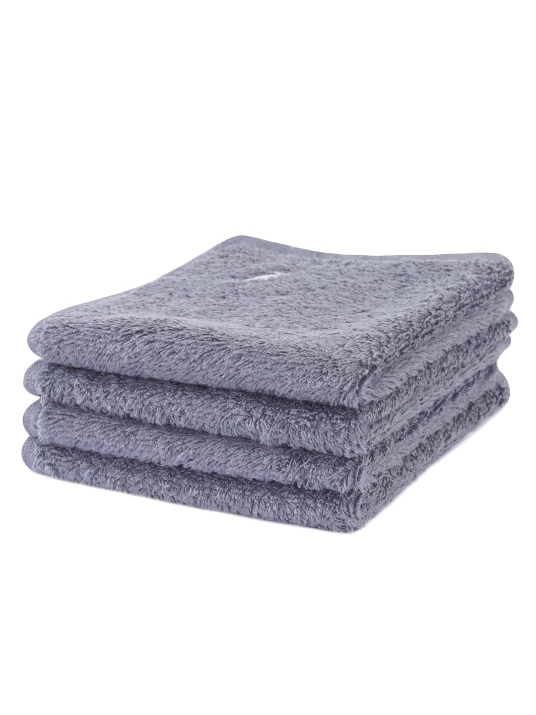 Maspar 100% Cotton Embedded Stripe Face Towel 600 Gsm - Set Of 4 (Grey)