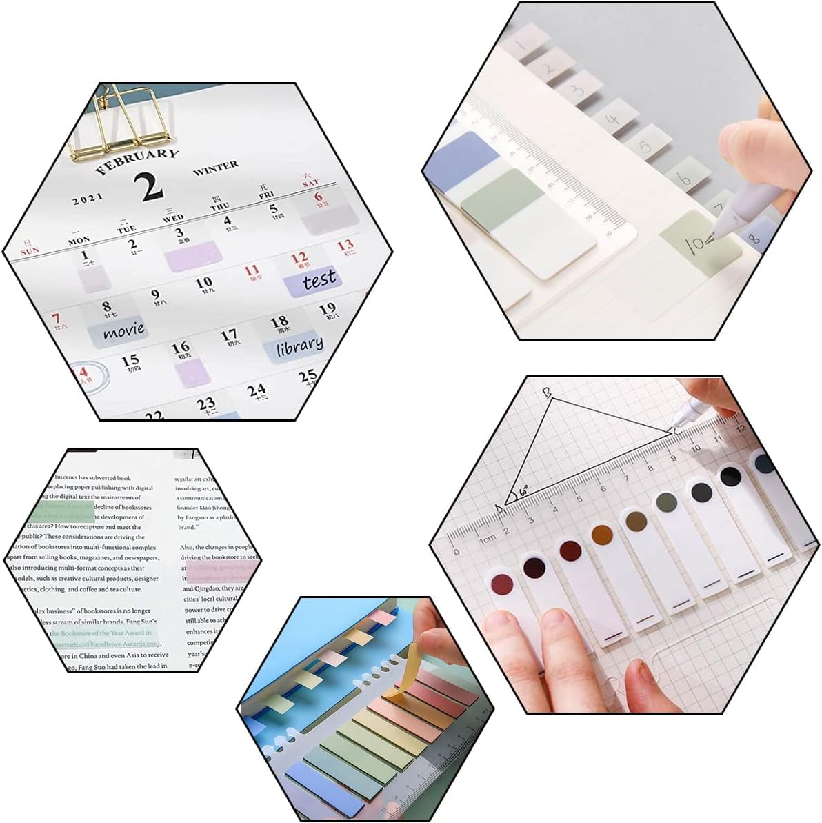 Sticky Note, Colored Writable & Repositionable Book Flags Tabs Strip Index Tabs - Round 2