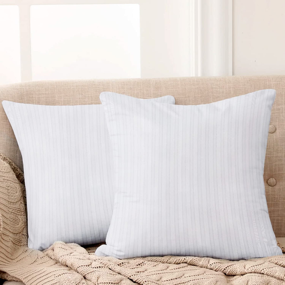 Microfiber Cushion Pillow, Durable Sofa Pillow For Home Décor, White - 16 X 16 Inch | Sofa Cushions, Furniture Pillow, Lightweight, Easy To Maintain, Soft Cushion Filler - Set Of 2