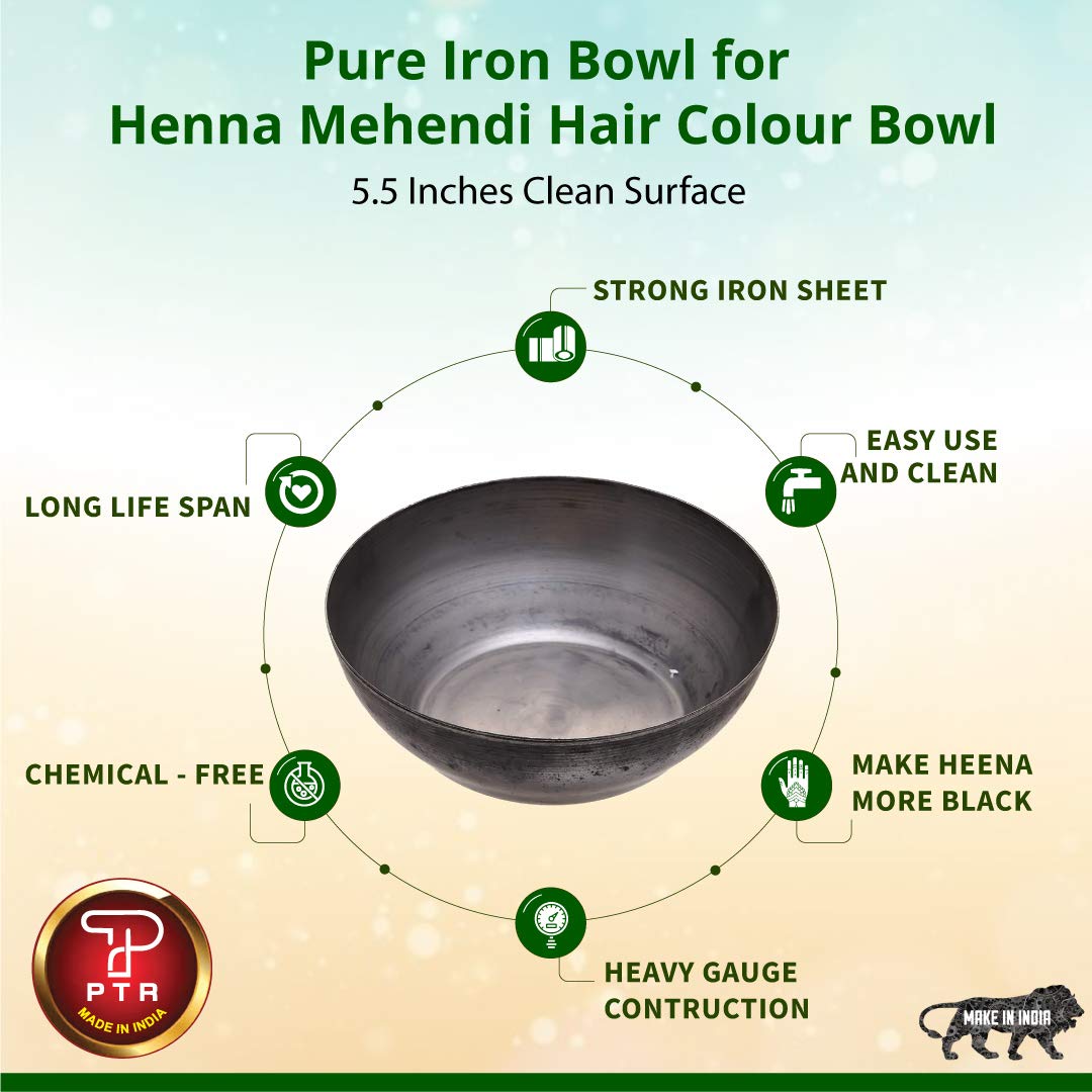 Pure Black Iron Heena Bowl, 5.5 Inches | Katora For Henna Mehndi Paste - Hair Color Bowl