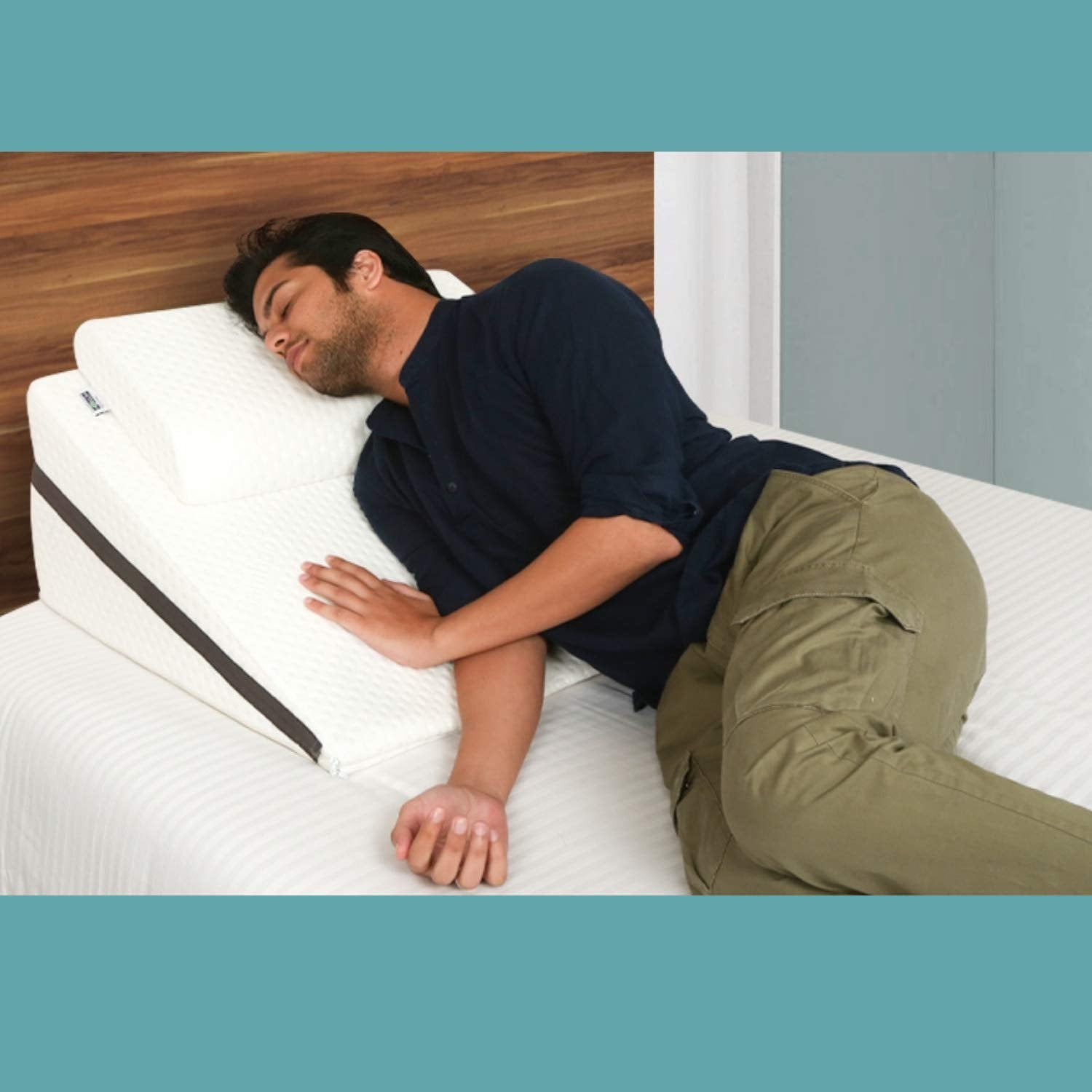 Bed Wedge Pillow For Acid Reflux Gerd, For Back Support & Restful Sleep, White, Size - 24 X 24 X 12 Inches | Medium Firm Support - Medical-Grade Supportive Sponge, Soft Pillow