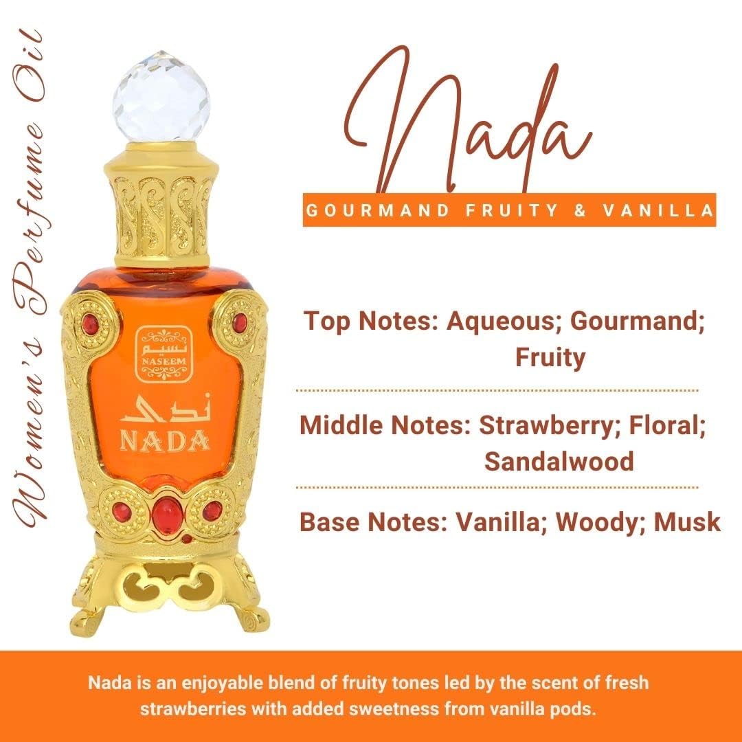 Naseem Nada Concentrated Perfume Oil 25ml 0.8 Fl.oz. Alcohol Free | Arabian Fragrance Oil For Women | Long Lasting