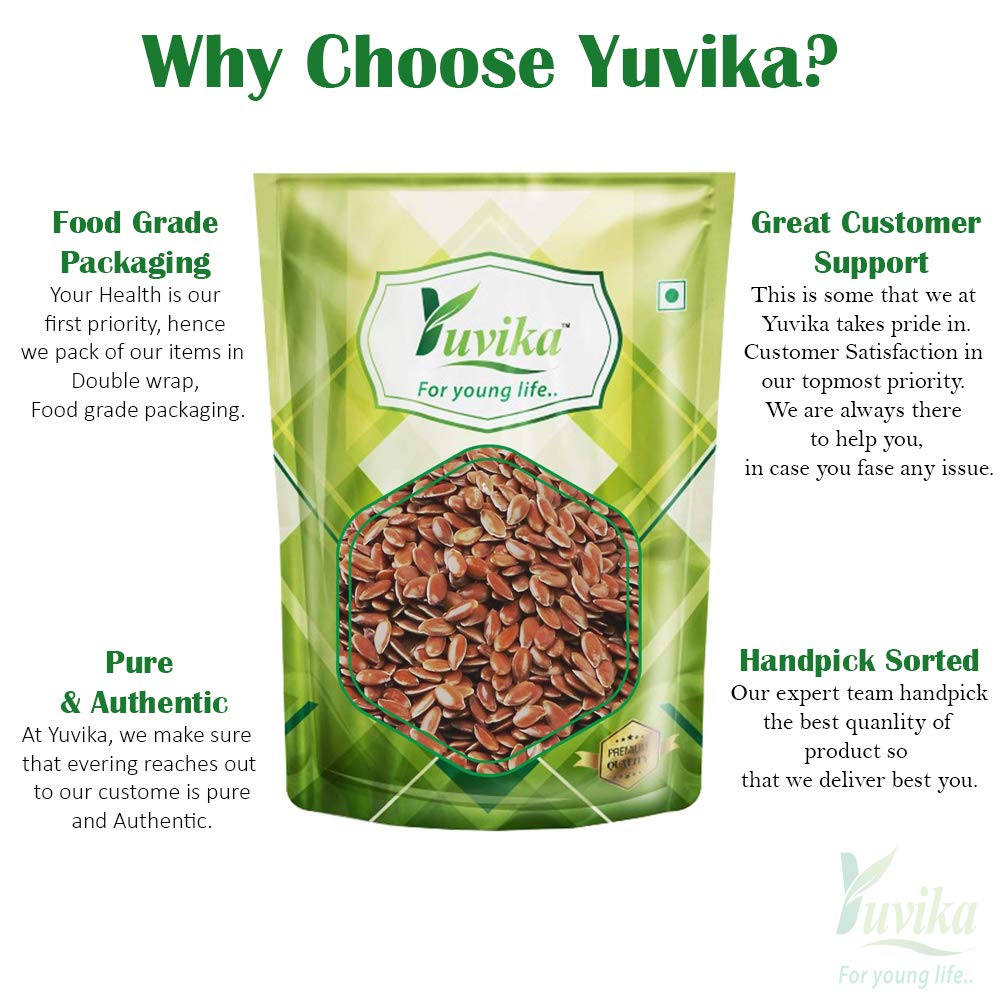 Yuvika Flax Seed Alsi - Linum Usitatissimum, Contains Fiber, Fat, Protein & Various Minerals & Vitamins | 400gm 0.8lbs