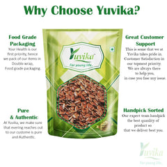 Yuvika Flax Seed Alsi - Linum Usitatissimum, Contains Fiber, Fat, Protein & Various Minerals & Vitamins | 400gm 0.8lbs