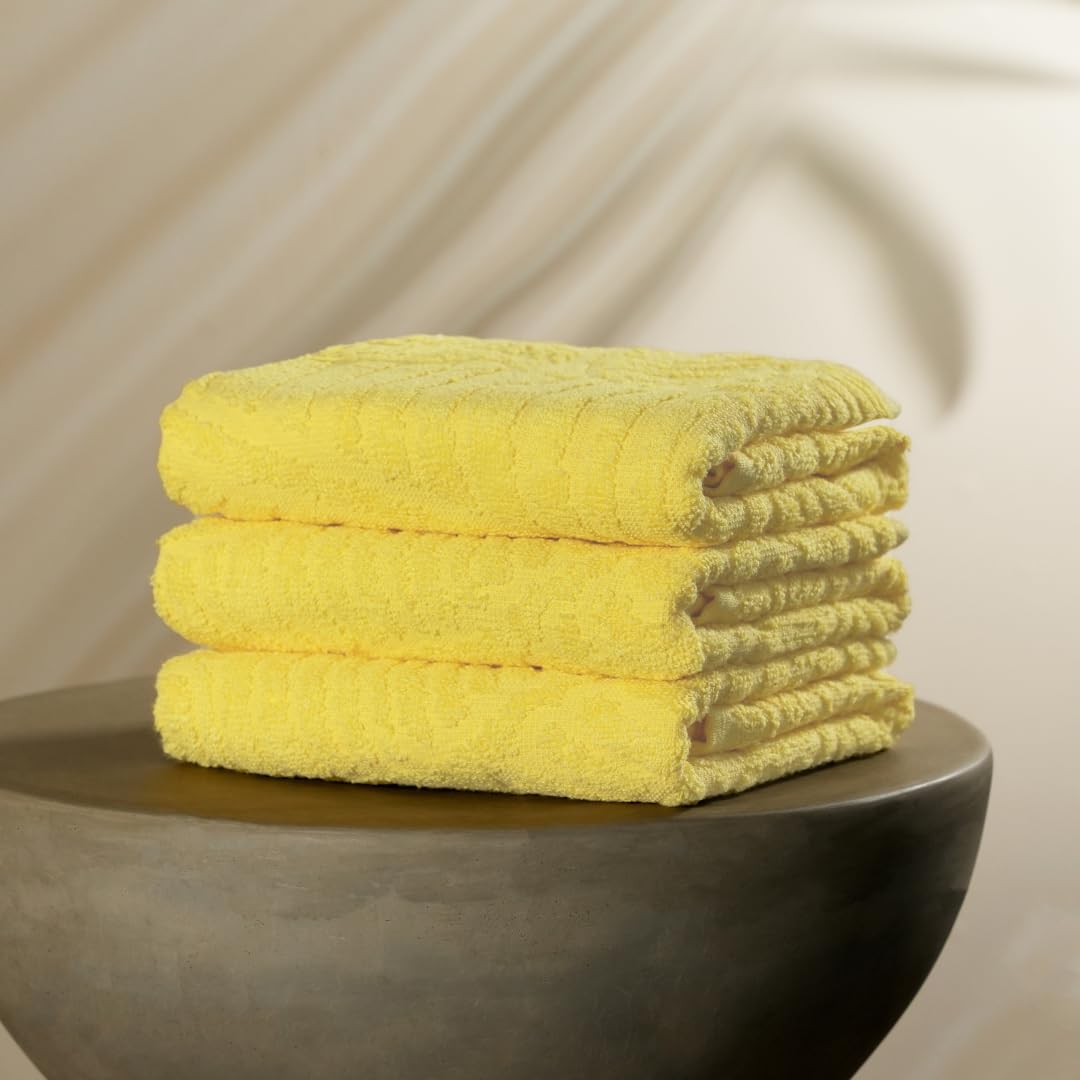 Musa Banana Hand Towels 400 Gsm | Terry Hand Towel For Wash Basin Kitchen Gym Towel For Men (Golden Sunshine) -Set Of 3