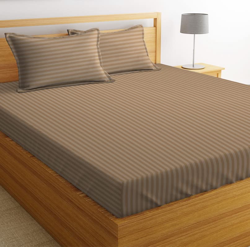 Premium King Size Bedsheets With 2 King Size Pillow Covers - 90 X 100 Inches, Beige | Ideal For Guest Houses, & Daily Home Use King Size Bed Sheet