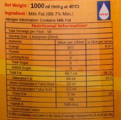 Organic Natural Desi Ghee By Aanchal | Good Source Of Vitamin A, Delicious Healthy & Nutritious Desi Ghee Perfect For Parathe | (1 Litr) 33.8 Ounce | Jar Pack