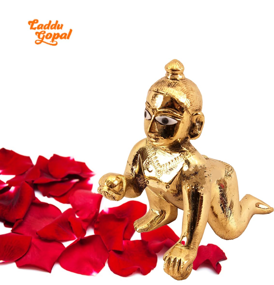 Ashtadhatu Laddu Gopal Idol, Thakur Ji, Bal Gopal, Gold, Brass, Size - No. 1, Traditional Style, Handmade Idol, Janmashtami Special Statue, For Home Temple, All Occasion Statue