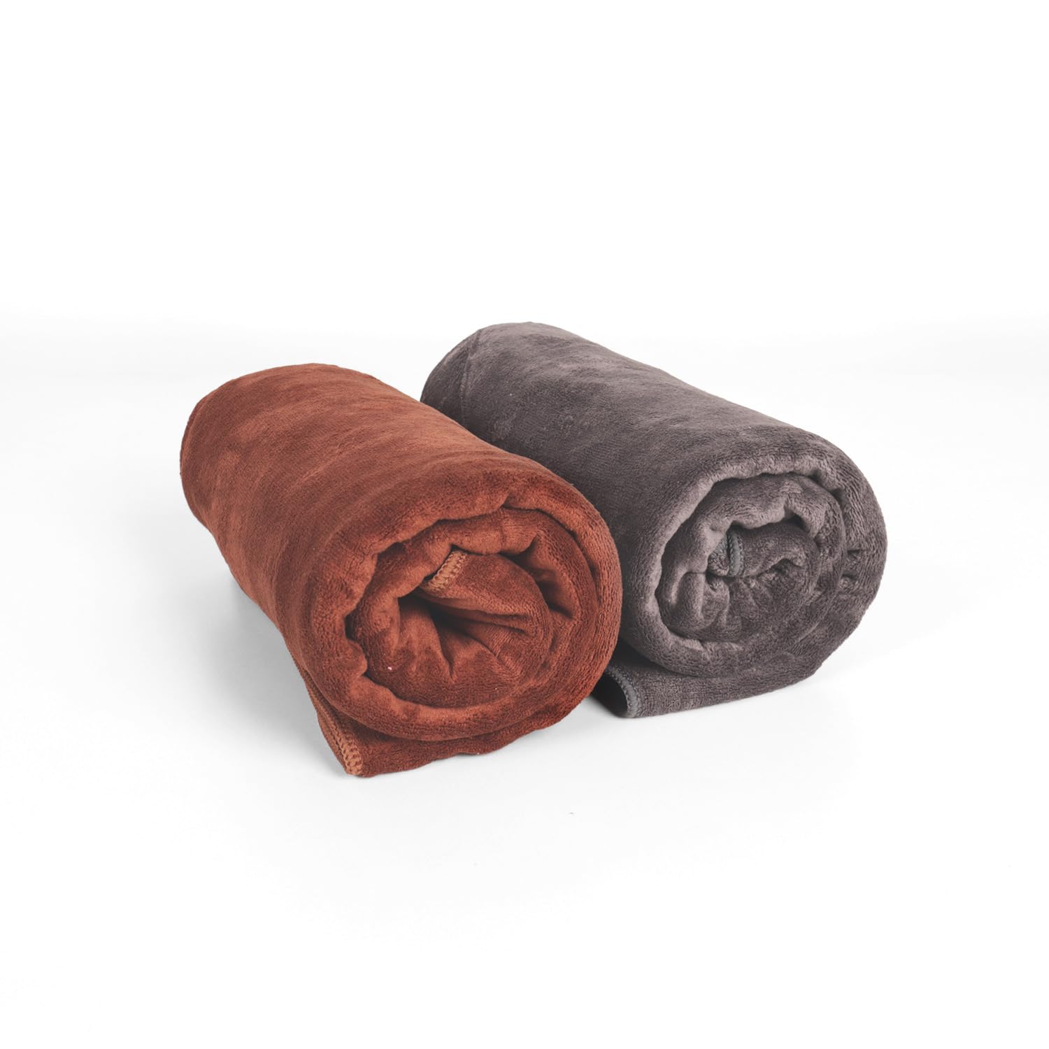 U & U Unique Utilities Microfiber Bath Towels Large Size 400 Gsm | Bath Towel For Unisex | Ultra Absorbent & Quick-Dry Towels (Grey & Brown) - Set Of 2