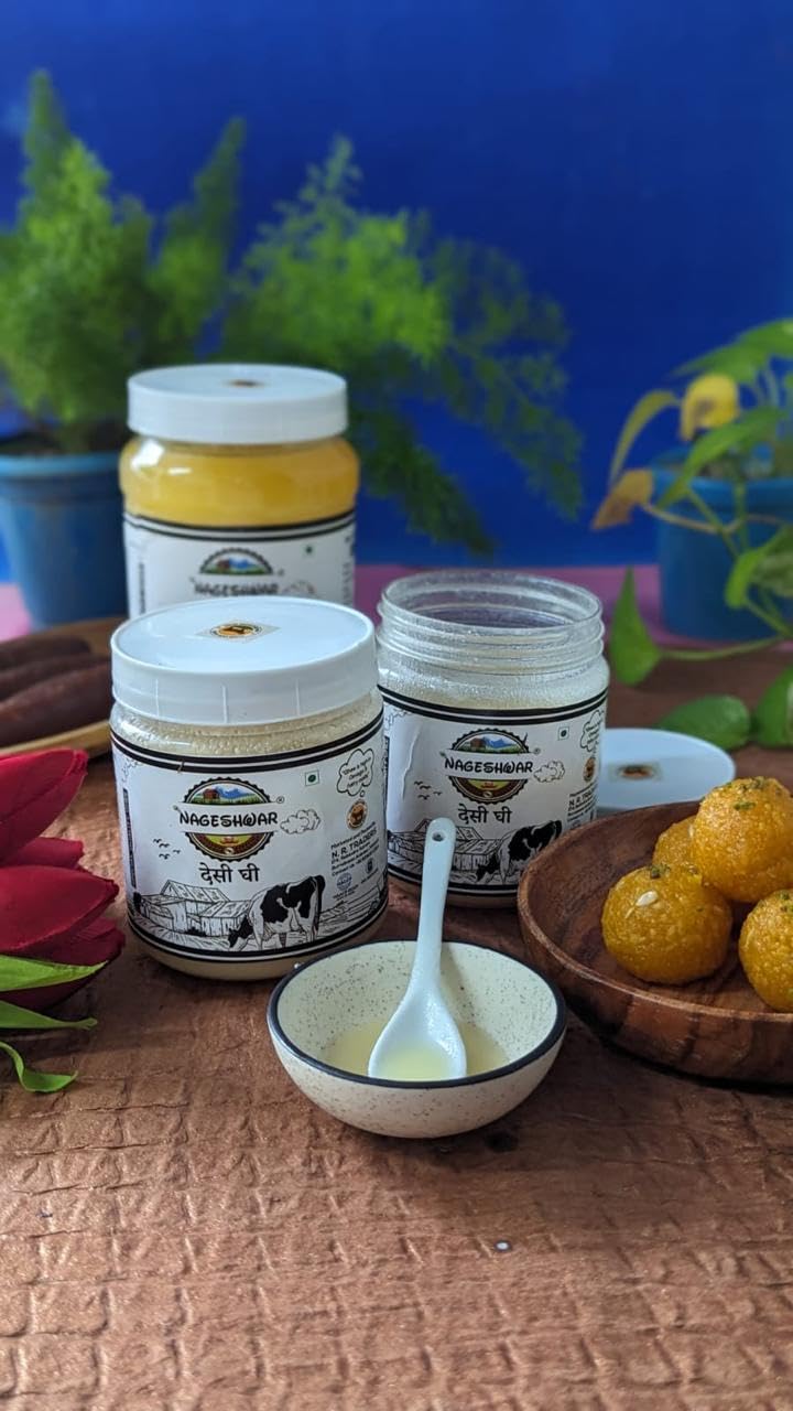 Premium Desi Ghee By Nageshwar | Rich In Protein Fiber Healthy Desi Ghee Good For Bakes Cookies | 2 Litre (1 Litr * 2) 67.6 Ounce | Jar Pack