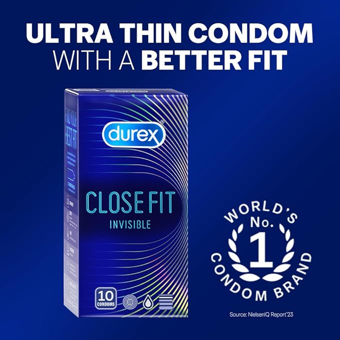 Durex Close Fit Invisible Condoms For Men - 10s | Ultra Thin Condom