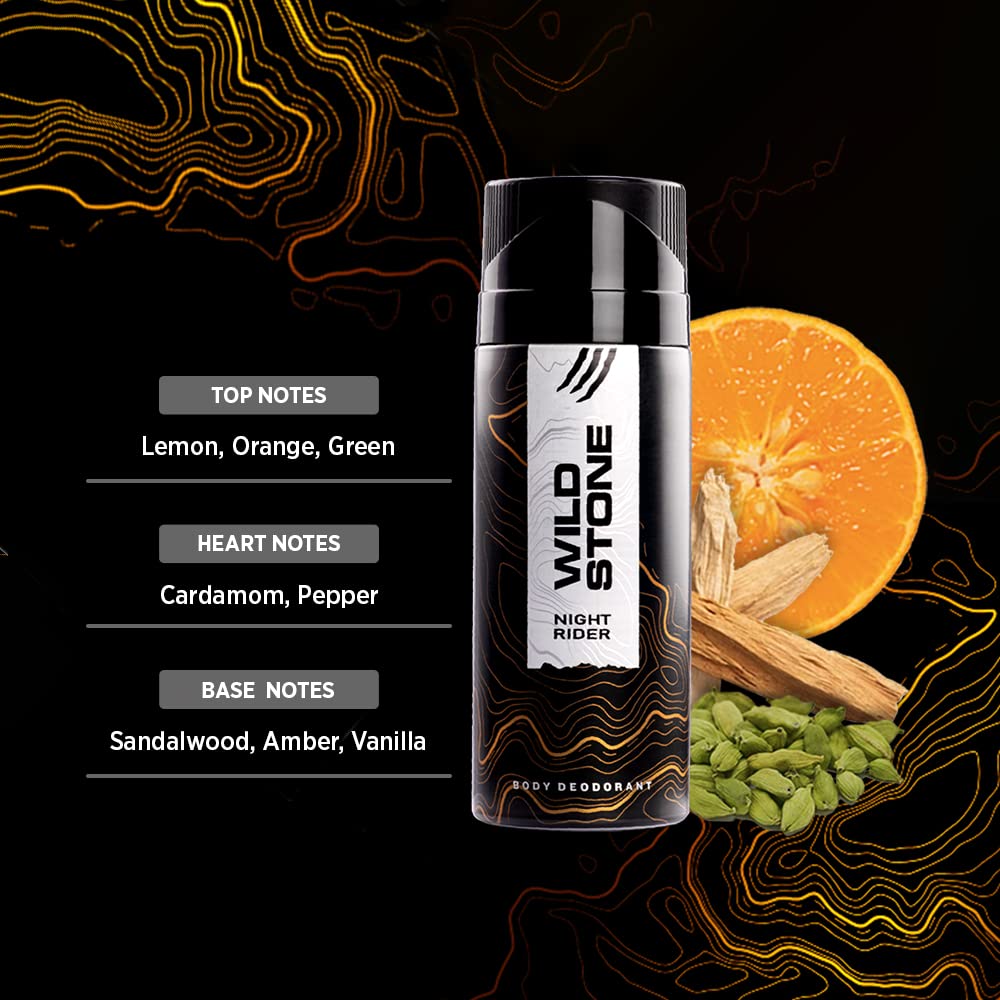 Wild Stone Night Rider Deodorants Body Spray For Men 450ml 15.2 Fl.oz.| Perfect Gift Set | Pack Of 3