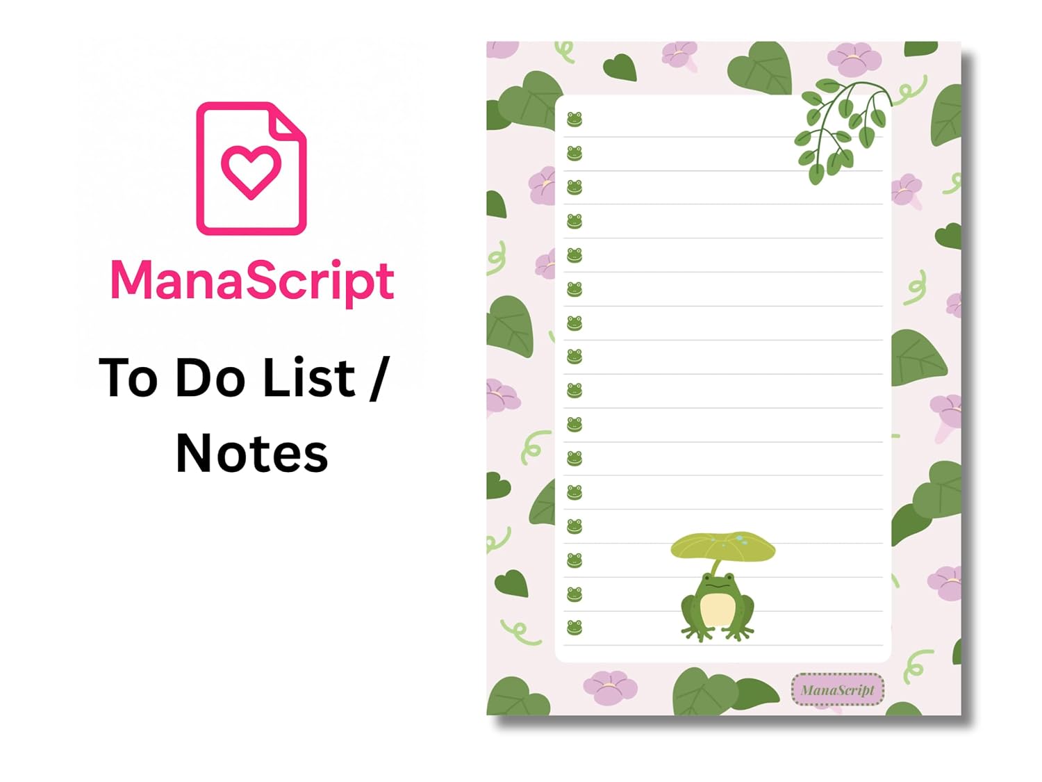 A5 Notes/To Do List Notepad, Beautiful Checklist Pad, Tear-Off Sheets (Frog, Green) Pack Of 1