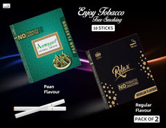 Aarogyam Herbals Pack Of 2 Flavours 100% Tobacco & Nicotine Free Cigarette For Relieve Stress & Mood Enhance Product Relax Regular, Paan - 10 Sticks X 2 Packets