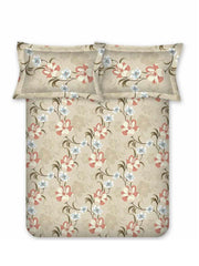 100% Cotton Queen Size Bedsheet For Double Bed With 2 Pillow Covers - 90x100 Inches, Beige | Ideal For Daily Use & Gifting Bedsheet