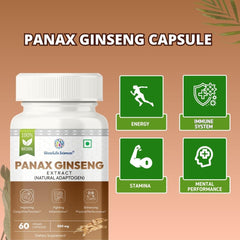 Panax Ginseng Korean Ginseng Energy Booster, Enhance Energy Levels, Boost Cognitive Function & Support Overall Vitality | 60 Capsule 100gm 0.2lbs
