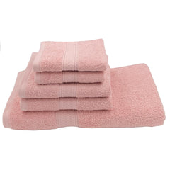 Patpug 100% Indian Cotton Plush Towel Set 1200 Gsm | Highly Absorbent, Fade Resistant, Quick Drying (Baby Pink) - 5 Piece