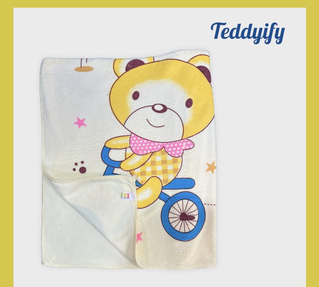 Teddyify Soft Cotton Baby Bath Towel 650 Gsm | Infants, New Born Babies Towel High Absorbent, Soft Cotton Premium Washcloth (Multicolor) - Pack Of 3