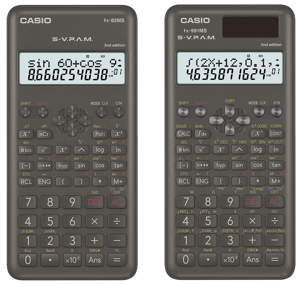 Casio FX-991MS 2nd Gen Scientific Calculator & Casio FX-82MS 2nd Gen Scientific Calculator | 10 + 2 Digits - Solves Differentiation, Integration, Statistics, Regression,