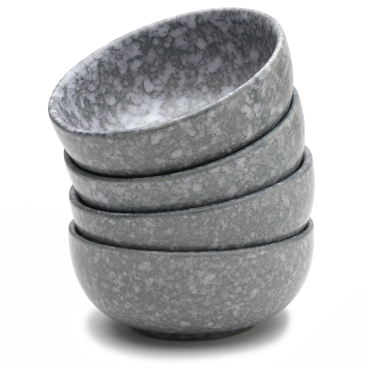 Hand Glazed Ceramic Serving Small Bowl Set Of 4 - 160ml Each, Silver Grey | Microwave & Dishware Safe - Serving Katori Set