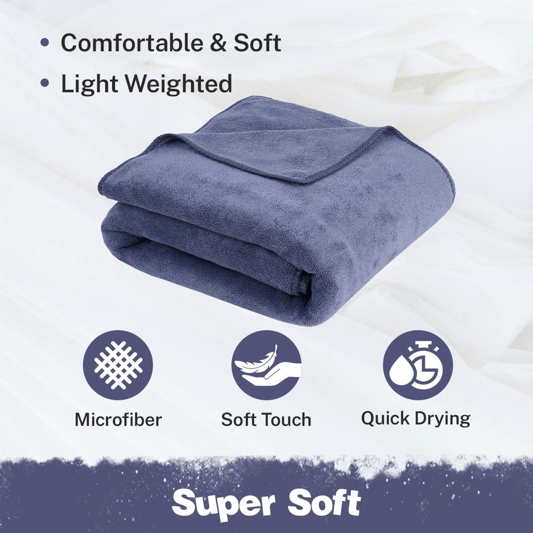 Midastra Weft Microfiber Bath Towel 500 Gsm | Extra Soft, Lint-Free, Quick-Dry & Highly Absorbent Towel (Purple)