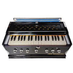 Musical Instrument Harmonium - 7 Stopper, 39 Keys, 3 1/4 Octave, Double Bellow, Two Reeds (Base- Male) | Two Side Carry Handle