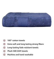 Fresh From Loom Luxury Edition Egyptian 100% Pure Cotton Bath Towel 600 Gsm | High Water Heavy Soft Dual Stitched Bath Towel (Blue)
