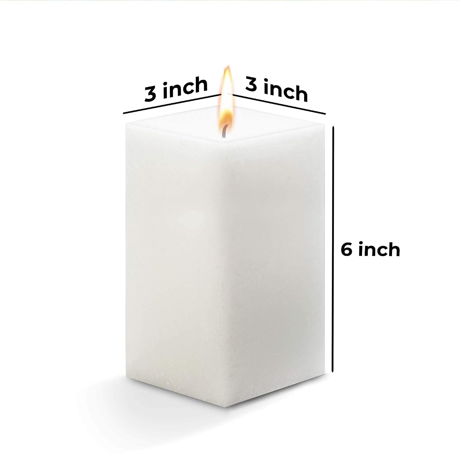 WHITE UNSCENTED SQUARE CANDLE 6 INCH | PERFECT FOR EVENTS CANDLE DECORATION