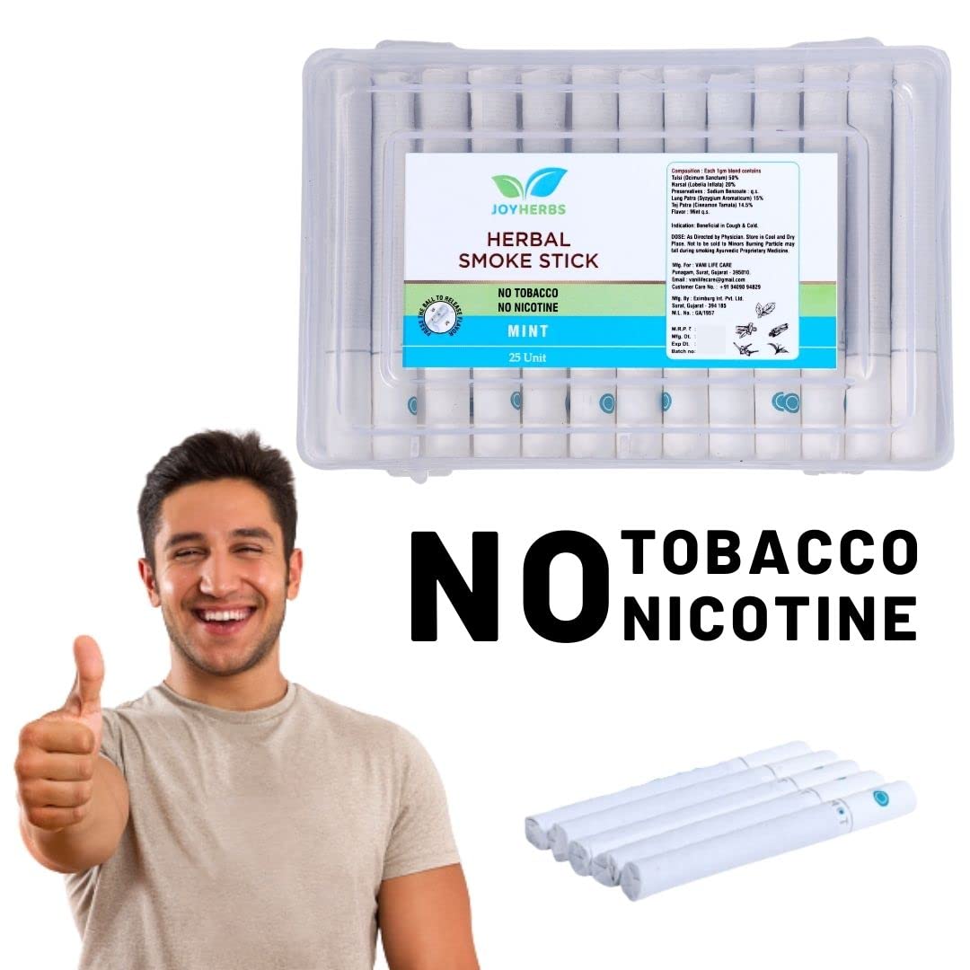 Herbals Mint Flavour Cigarette, Tobacco & Nicotine Free Herbal Smoke Sticks - 1 Packet (25 Sticks)