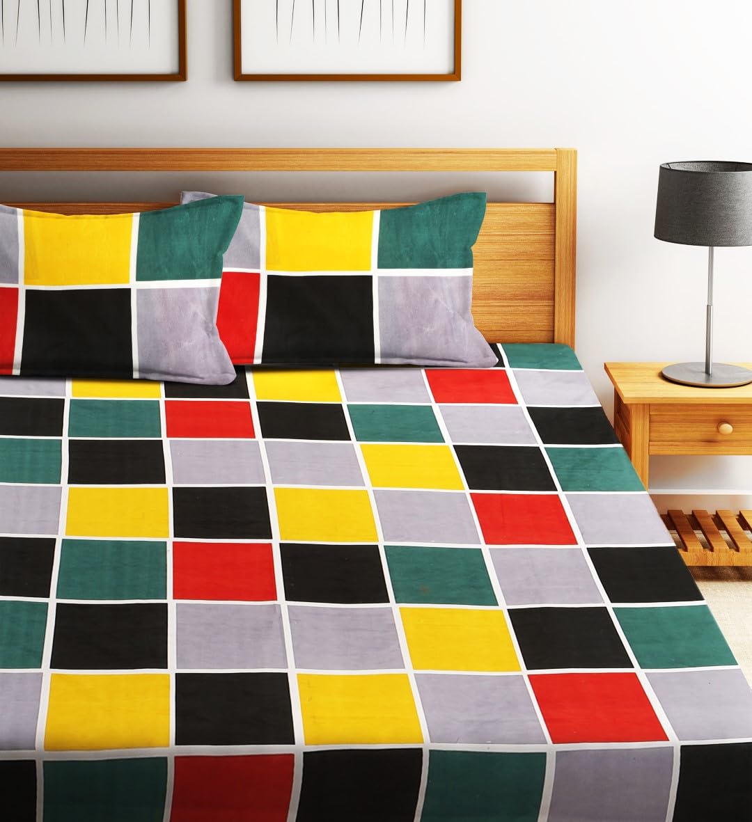 Microfiber Double Bedsheet With 2 Pillow Covers - 85 X 86 Inches, Multicolor | Normal Hand Wash Or Machine Wash | 144 Thread Count