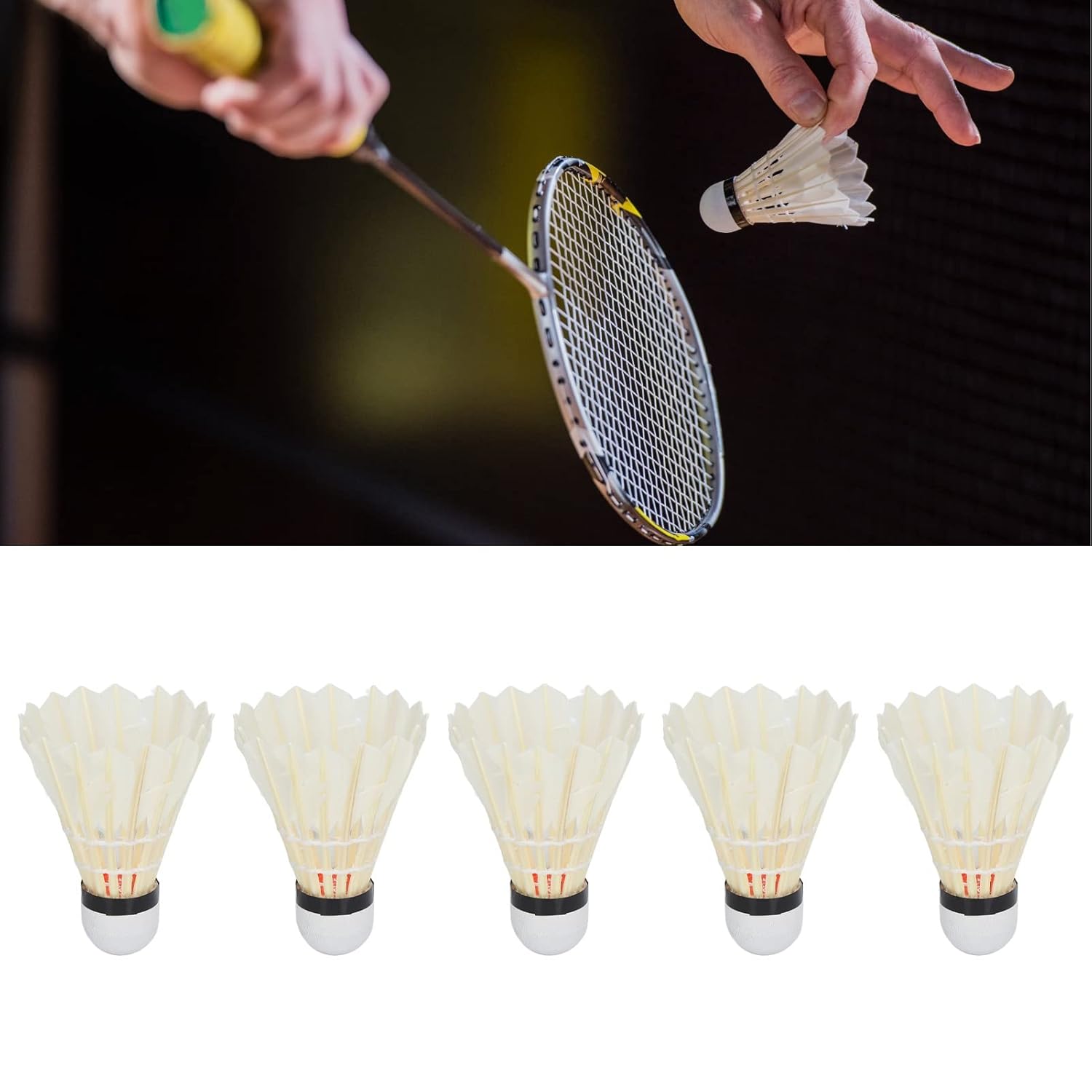 Zhibo Sports Training Grade Badminton Shuttlecocks , Balanced Speed , For Beginners | White , Pack Of 12