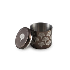 Brown Stainless Steel Container - 300ml, Medium Size | Multipurpose Box For Dry Fruit & Candies - Geometric Patterns | Designer Versatile Box - Serve Ware & Tableware | Deco Series