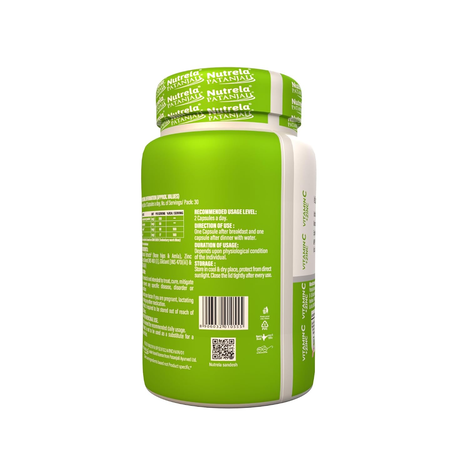 Nutrela Vitamin C & Zinc Chewable Tablets For Men, Women & Kids | 60 Tablets , 100gm 0.2lbs