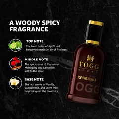 Fogg Scent Xpressio Eau De Parfum For Men 90 Ml 3 Fl.oz. | Long-lasting , Fresh & Powerful Fragrance