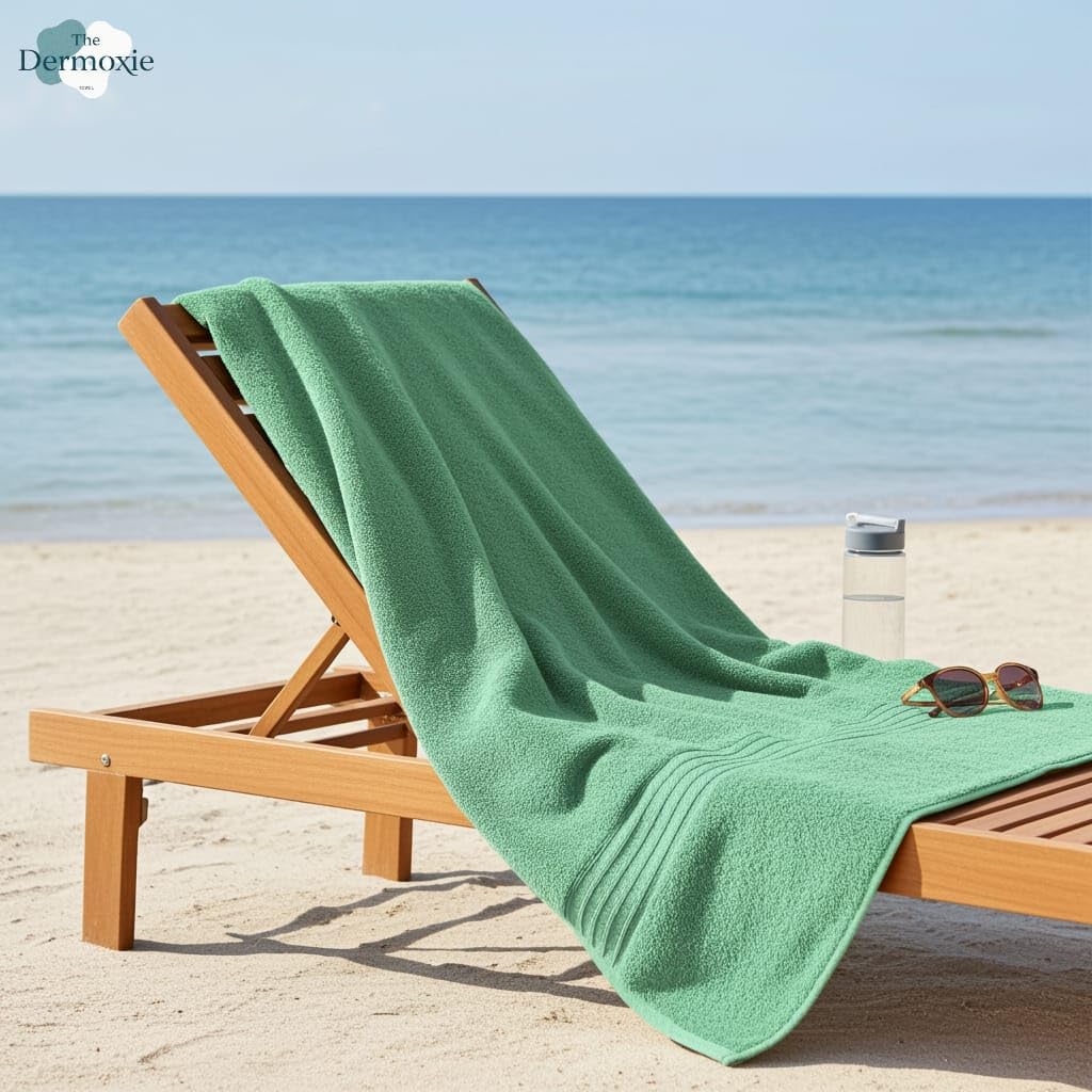 Dermoxie The Soft Comfort Air Rich 100% Cotton Bath Towels 500 Gsm | Premium Bathroom Collection Bath Towel (Green)
