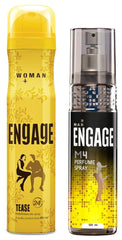 Engage M4 Perfume Spray For Men 120ml 4 Fl.oz. & Engage Tease Deodorant For Women 150ml 5 Fl.oz.