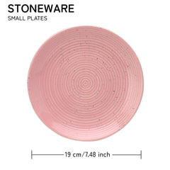 Ceramic Handcrafted Serving Handmade Small Quarter Plates Set Of 4, Blush Pink - Diameter: 7.4 Inch | Stoneware - Dinnerware, Scratch Resistant, Microwave & Dishwasher Safe