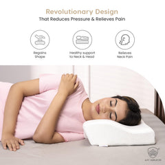 Cool Gel Cervical Pillow For Neck & Shoulder Pain - 2 & 4 Inches | Orthopedic Memory Foam Pillow For Neck Support, Contour Pillows Pain Relief | Adjustable, Removable Cover - Pack Of 2