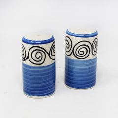 Blue Swirl Ceramic Salt & Pepper Shaker Set For Kitchen & Dining Table | 1 Salt Shaker + 1 Pepper Shaker - 2 Pieces, 80ml Each