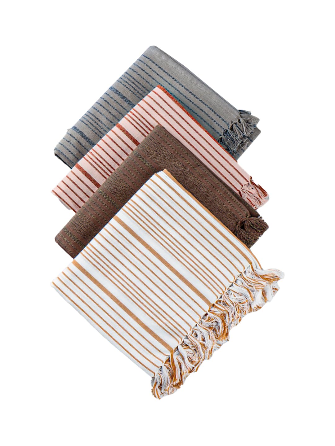 Ramraj 100% Cotton Stripe Bath Towel 1200 Gsm (Multicolor)- Pack Of 4