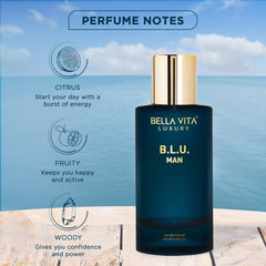 Bella Vita Luxury B.L.U. Man Eau De Parfum 100ml 3.4 Fl.oz. Long Lasting | Gift For Husband