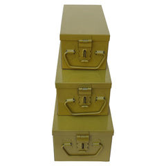 Stainless Steel Locker Boxes Jewellery Boxes Cash Peti, Pack Of 3, Size -8.2 Inch, 10.2 Inch, 12.2 Inch. With Powder - Coated Gold Finish, Special Feature - Portable