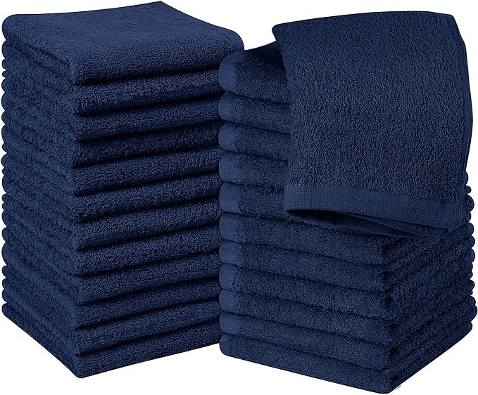 Jenny Denial 100% Cotton Soft Face Towel 1300 Gsm | Super Absorvent & Quick Dry - Pack Of 10 Pcs (Navy Blue)