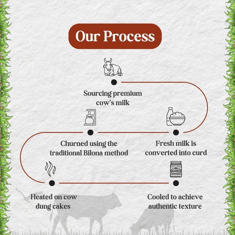 100% Pure A2 Bilona Desi Cow Ghee By Salasar Organic | Bilona Method Curd-Churned Pure Desi Ghee Good For Dishes | (1 Litre) 33.8 Ounce | Jar Pack