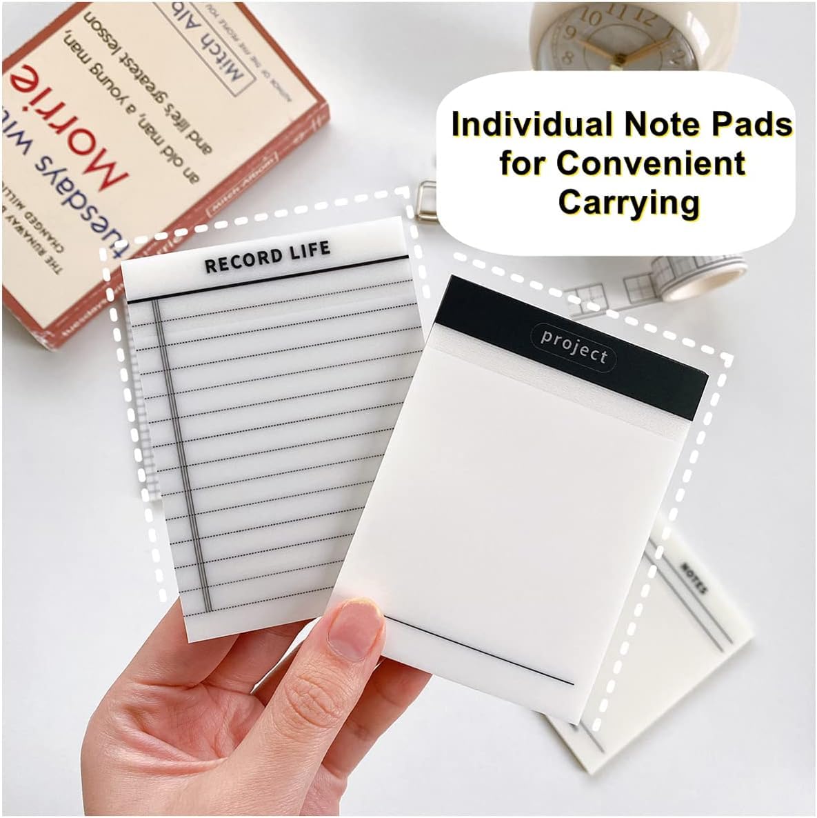 Sticky Notes 200 Sheets With Liner & Blank Clear Memo Pad, Sticky Notes Stationery Item | Set Of 4