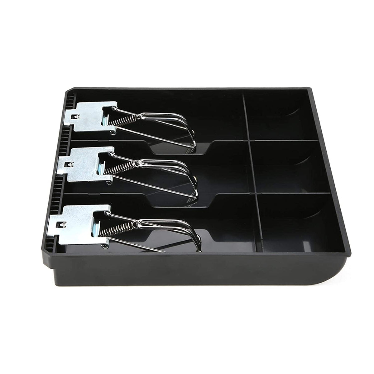 Cash Drawer Register Insert Tray 3 Bills 3 Coins Money Storage Box | 9.6 X 9.6 X 1.4 Inch, Colour - Black, Lock Type - Manual Lock
