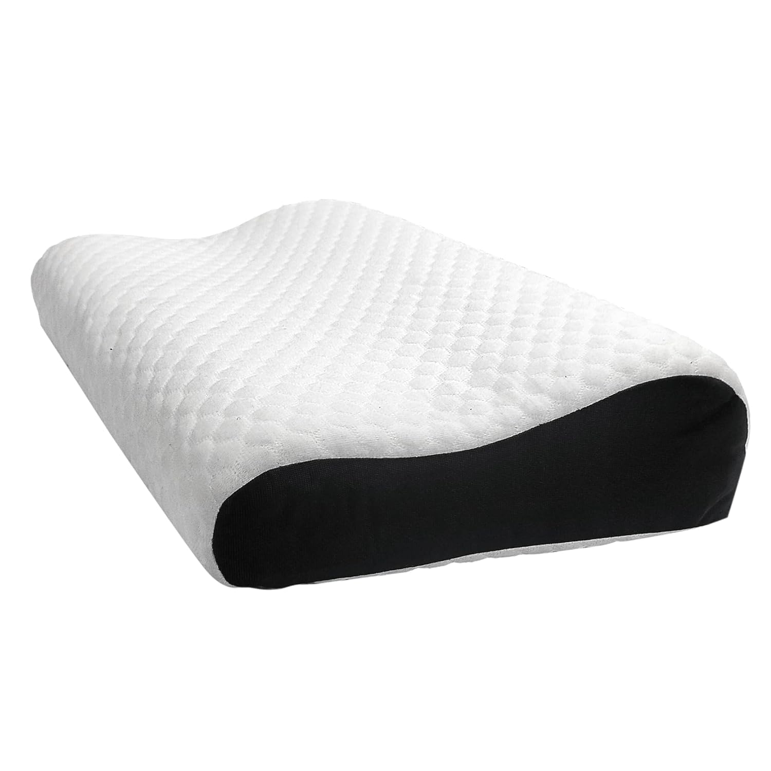 Memory Foam Pillow For Sleeping, For Neck & Shoulder Pain Relief, White & Black | Contour Cervical Orthopedic Memory Foam Pillows | Ergonomic Cervical Pillow, Adjustable, Comfortable