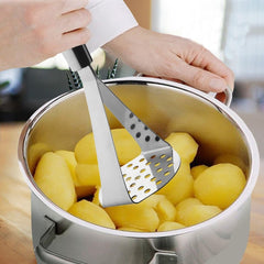 High Grade Stainless Steel Double Handle Masher, Silver | Easily Mash Boiled Potatoes & Other Vegetables For Pav Bhaji, Stuffed Paratha, Masala Dosa (Large)