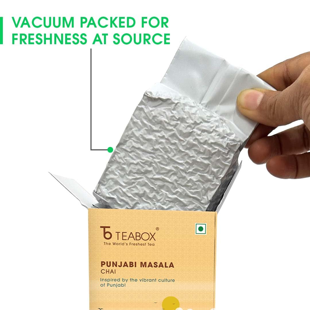 Teabox Punjabi Masala Chai Tea - 250gm, 8.8 Ounce | Blended With Fennel, Black Pepper, Cardamom, Cinnamon, Clove, & Ginger - Inspired By The Vibrant Culture Of Punjab | Medium Caffeine