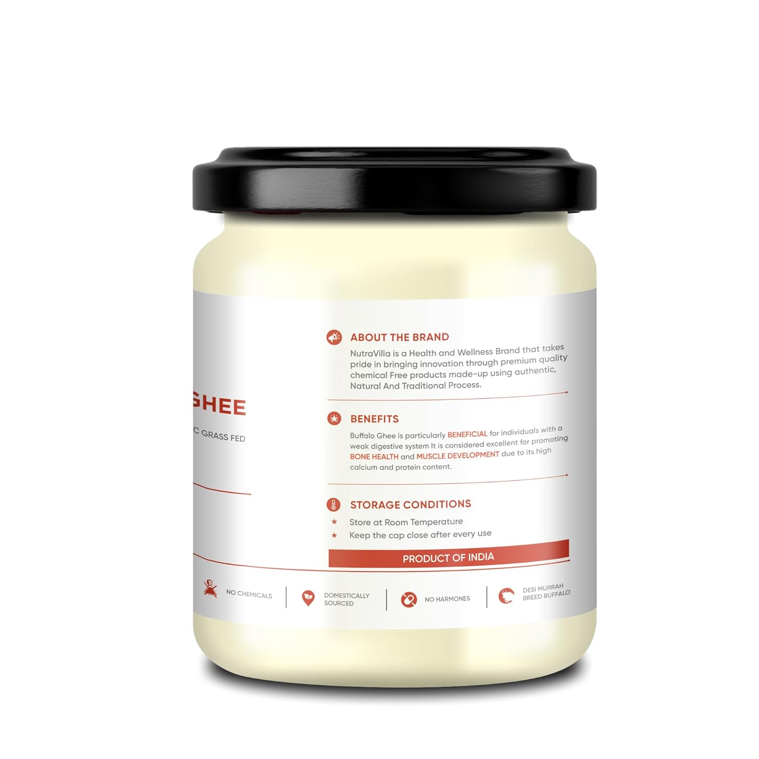 Pure A2 Buffalo Ghee By Nutravilla | Rich In Nutrients & Healthy Pure Homemade Desi Buffalo Ghee Perfect For Taste | 700ml (350ml * 2) 23.6 Ounce | Jar Pack